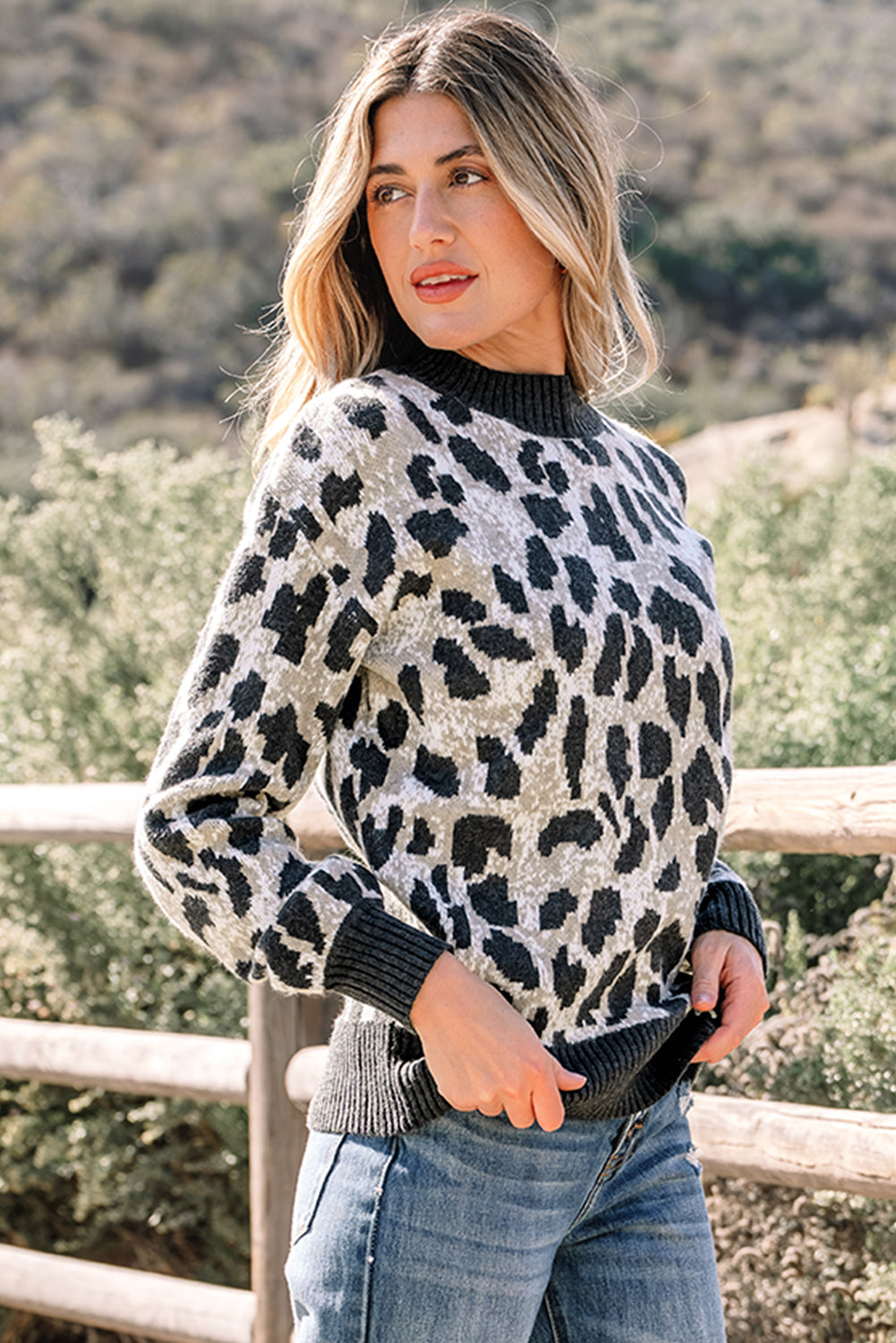 Carbon Grey Leopard Drop Shoulder Baggy Knit Sweater Dear-Lover Dropshipping